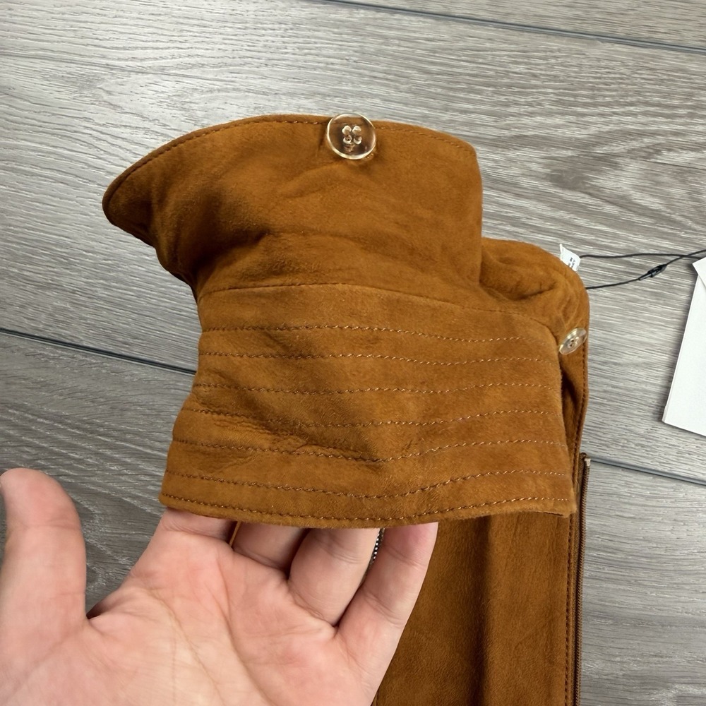 Veronica Beard Women's Lamb Leather Vala Dickey Brown Cognac One Size New Read - Picture 6 of 9